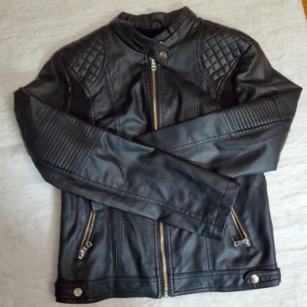 Ci Sono Black Quilted Faux Leather Moto Jacket